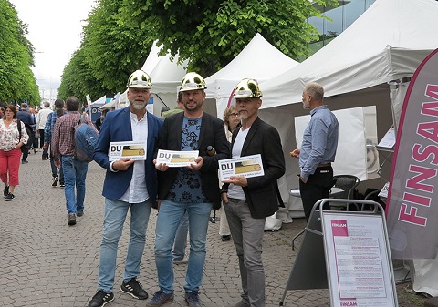 Samordningsförbundet i Halland grävde guld i Almedalen, från vänster Samuel Grahn, Fredrik Tågsjö och Carl Nyblom.